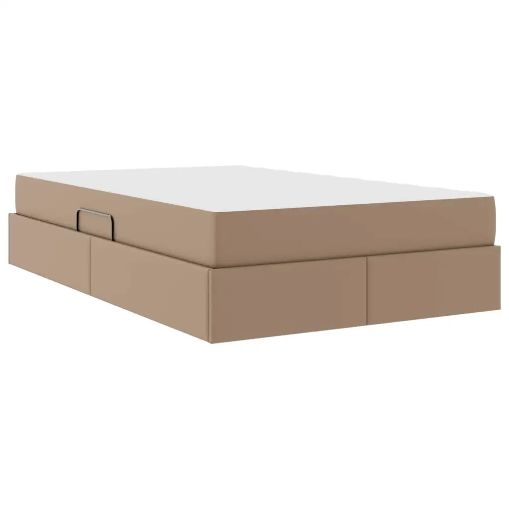 Letto con contenitore e materasso 2 pcs Cappuccino Pelle