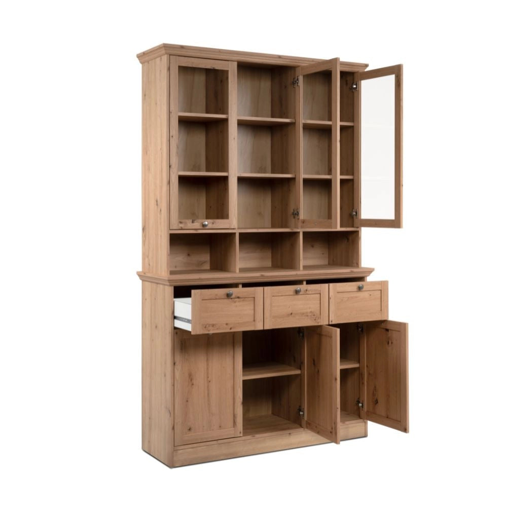 Credenza con vetrina Timber54A 120x40x200H Il fascino del legno naturale nella tua casa