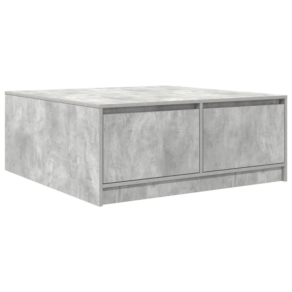 Tavolino da Salotto con Cassetti-Tavolino da soggiorno-Tavolo Grigio Cemento 100x100x40 cm