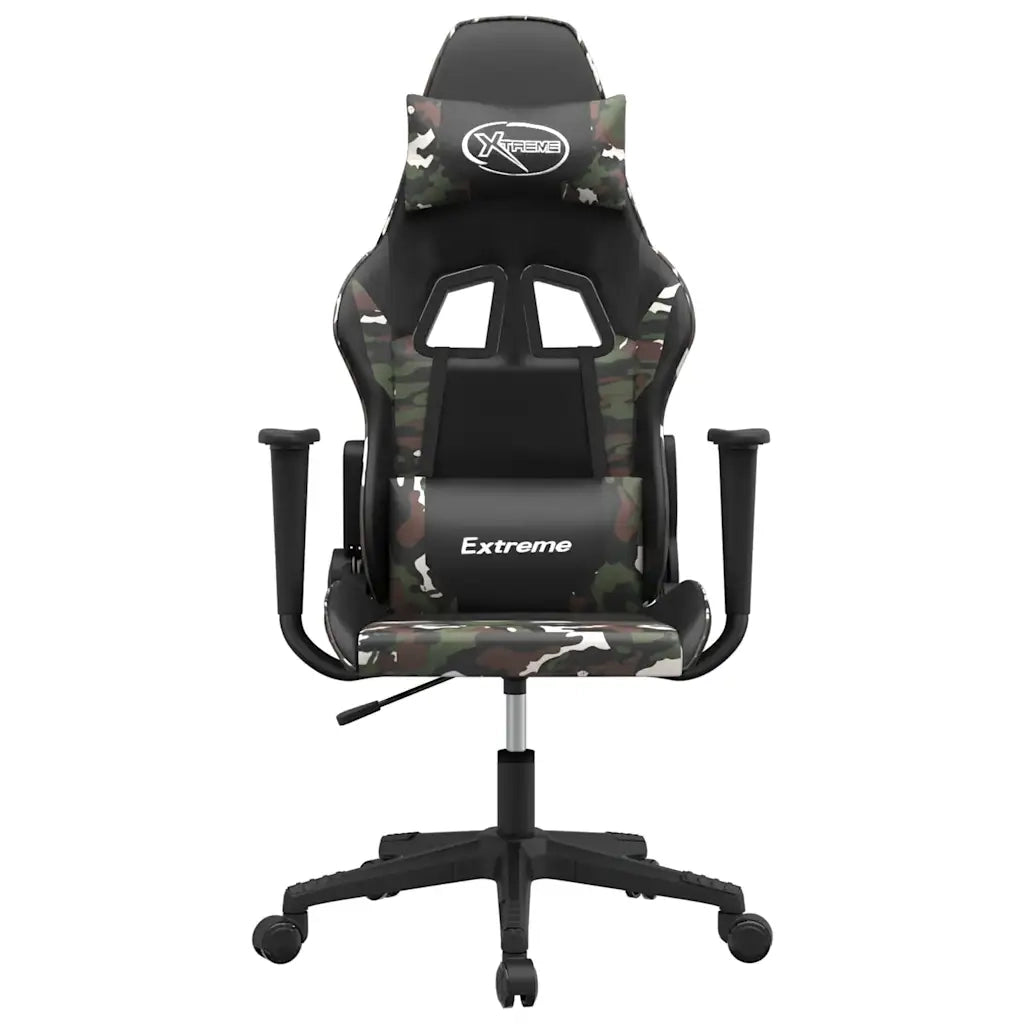 Sedia da Gaming | Sedia da e-sports Massaggiante Nero e Mimetico in Similpelle