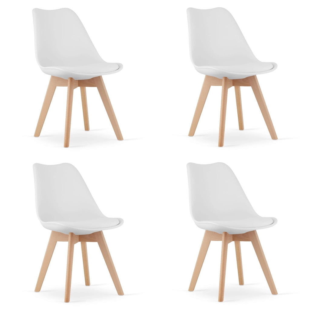 Sedie Valora RIKX bianche con cuscino e gambe in legno x4