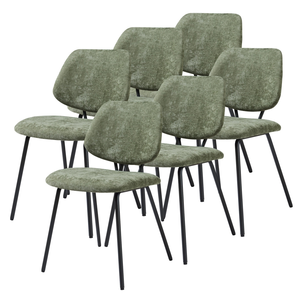 Set di 6 Sedie Köma con Rivestimento in Tessuto - Verde Scuro [en.casa]