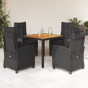Set da Pranzo da Giardino 5 pz Nero con Cuscini in Polyrattancod mxl 111059