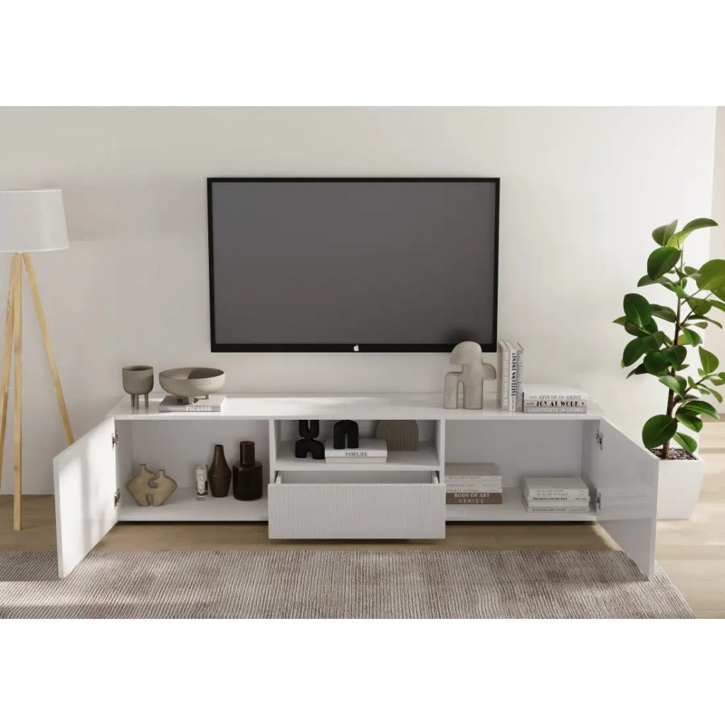 Mobile TV SCENA - L184 x H43 x P42 cm - Bianco lucido