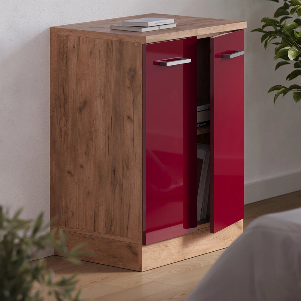 Mobile per mansarda Rion Rosso lucido/Rovere dorato 60 x 83.8 cm senza inclinazione con 2 ante Vicco