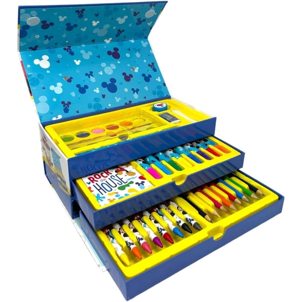Trade Shop - Set Da Colorare Valigetta Con Colori Bambini Topolino Cassetti Kit Disegno Pittura 951731 -