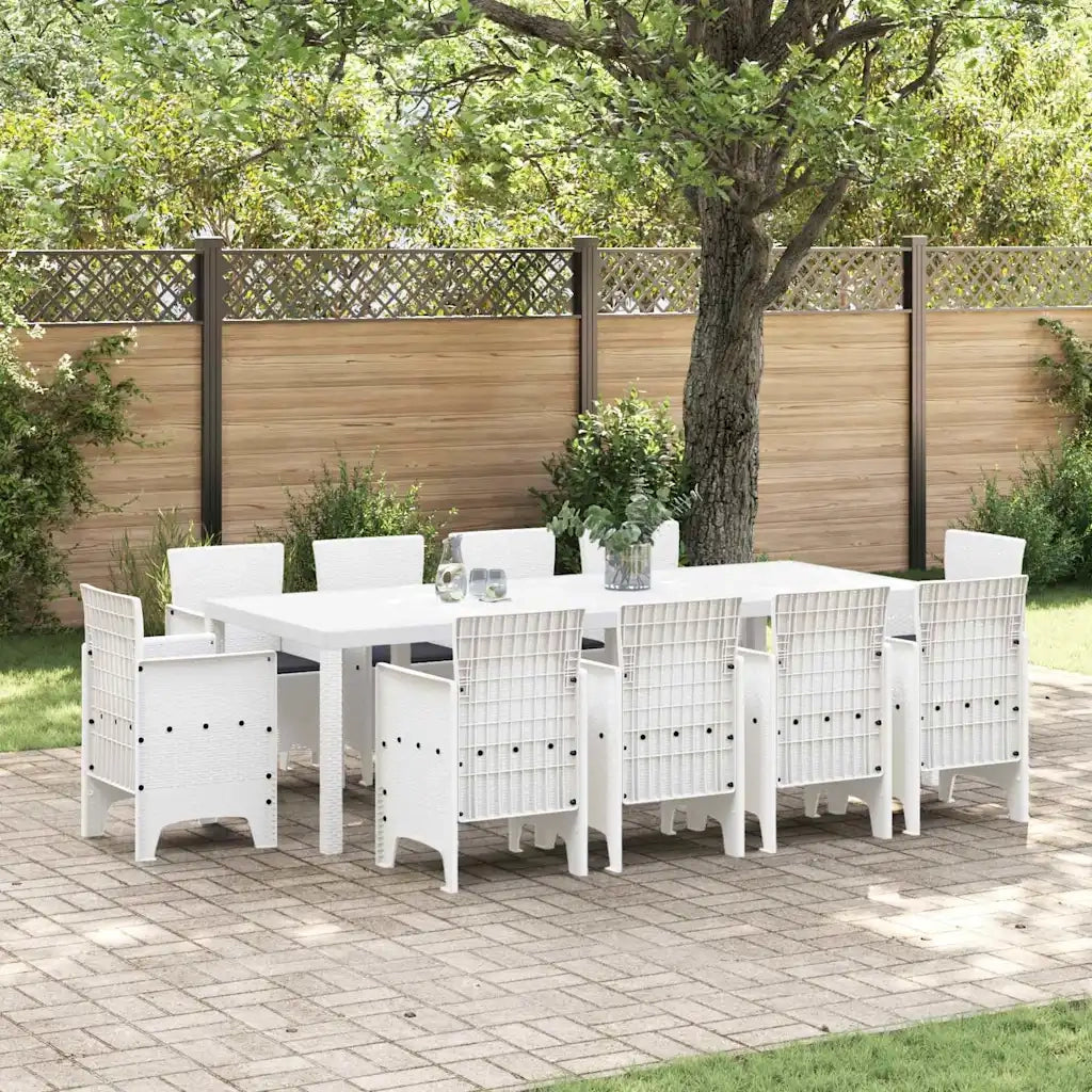 Set da Pranzo per Giardino 11 pcs Bianco Polipropilene
