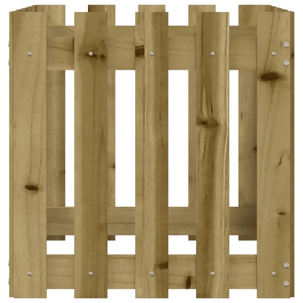 Fioriera Giardino a Recinzione-Vaso con Ringhiera-Contenitore per Piante 50x50x50Pino Massello Impregnato