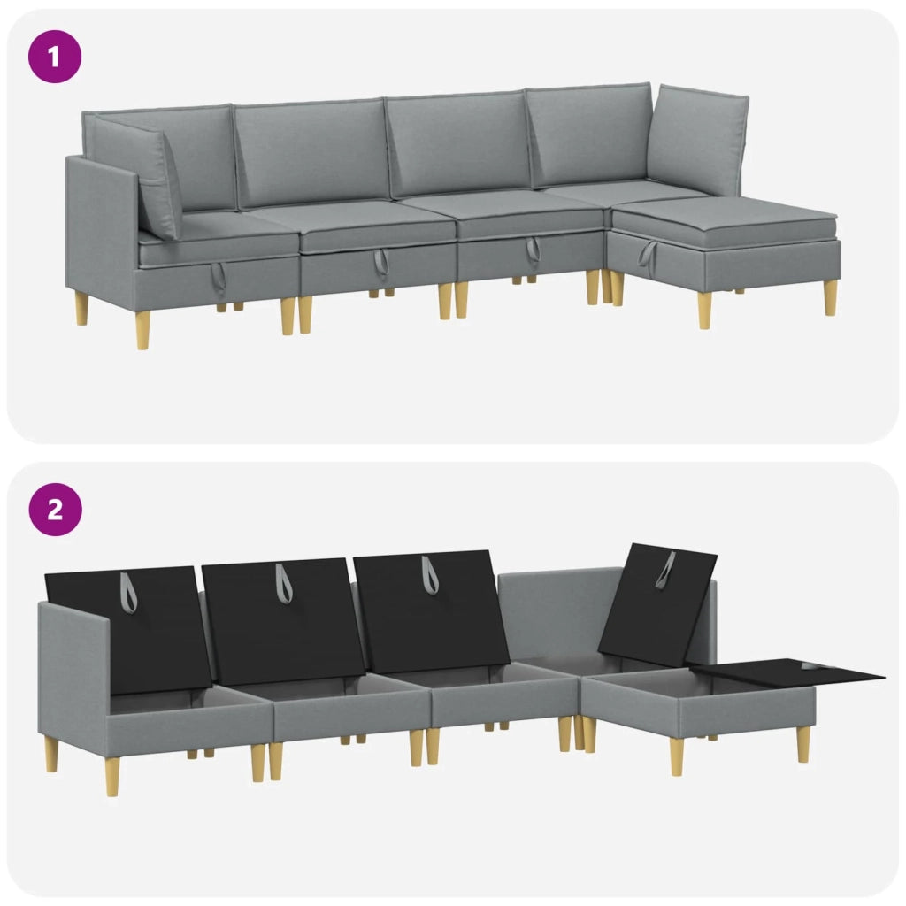 Set di mobili per il soggiorno 5 pcs Grigio Chiaro Tessuto 3413676