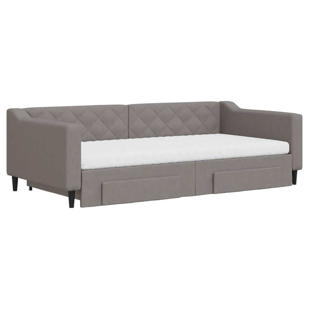 Divano Letto Estraibile con Cassetti Tortora 100x200 cm Tessuto