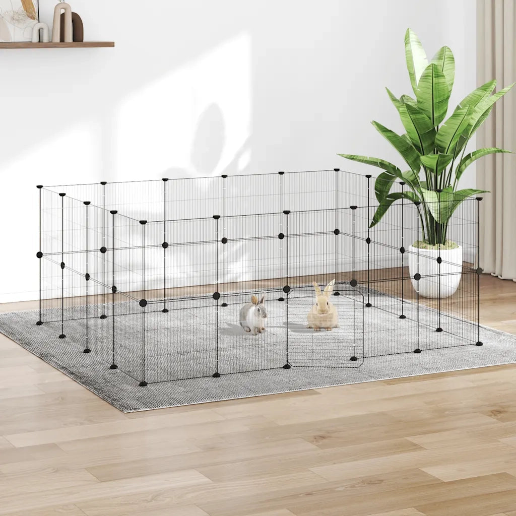 Gabbia per Animali 36 Pannelli con Porta Nera 35x35 cm Acciaio CFW5904175