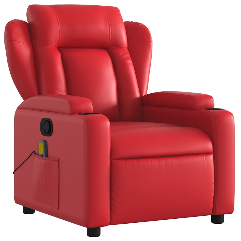Poltrona Massaggiante | Sedia Relax Reclinabile Rossa in Similpelle