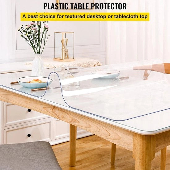 Protezione per tavolo trasparente - Copertura per tavolo in plastica 100 x 200 cm - Impermeabile - Forma rettangolare - Facile da pulire