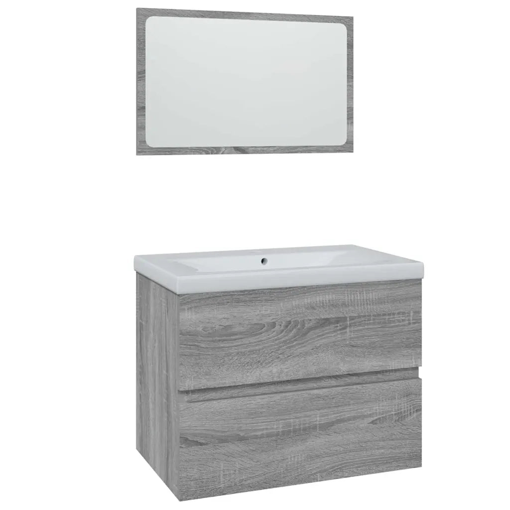 Mobiletto da bagno pratico con specchio e vano contenitore 60 x 38,5 x 45 cm legno composito grigio 02_0055335