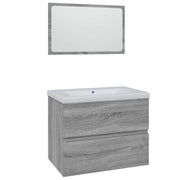 Mobiletto da bagno pratico con specchio e vano contenitore 60 x 38,5 x 45 cm legno composito grigio 02_0055335