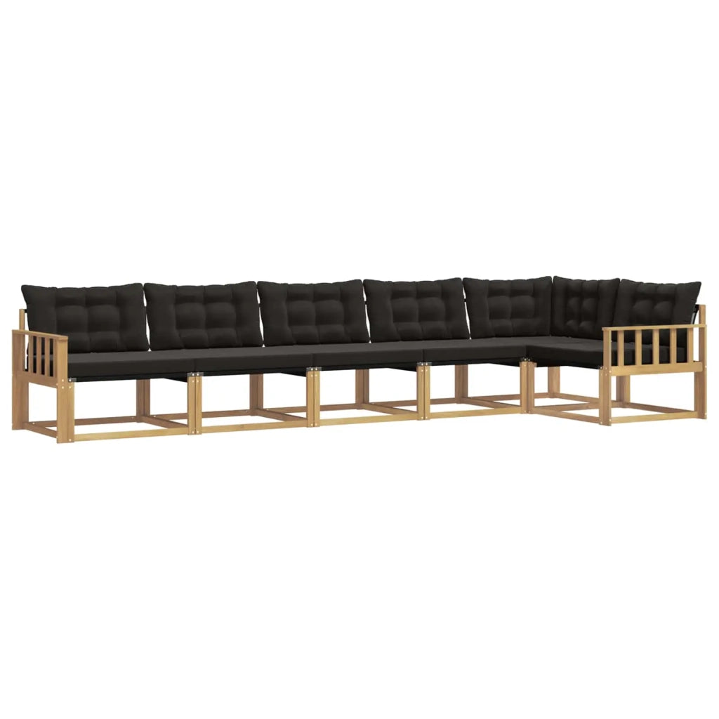 Set di divani da esterno con cuscino 6 pcs Bianco e Nero