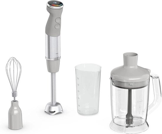 Set di Frullatore a Stantuffo - Manuale - Set di Frullatore e Blender - Purea - Macinatore - Elettrodomestico da Cucina - Acciaio Inossidabile - 3 in 1 - Accessori per Frullatore - Zuppe - Smoothies - Alimentazione per Bambini