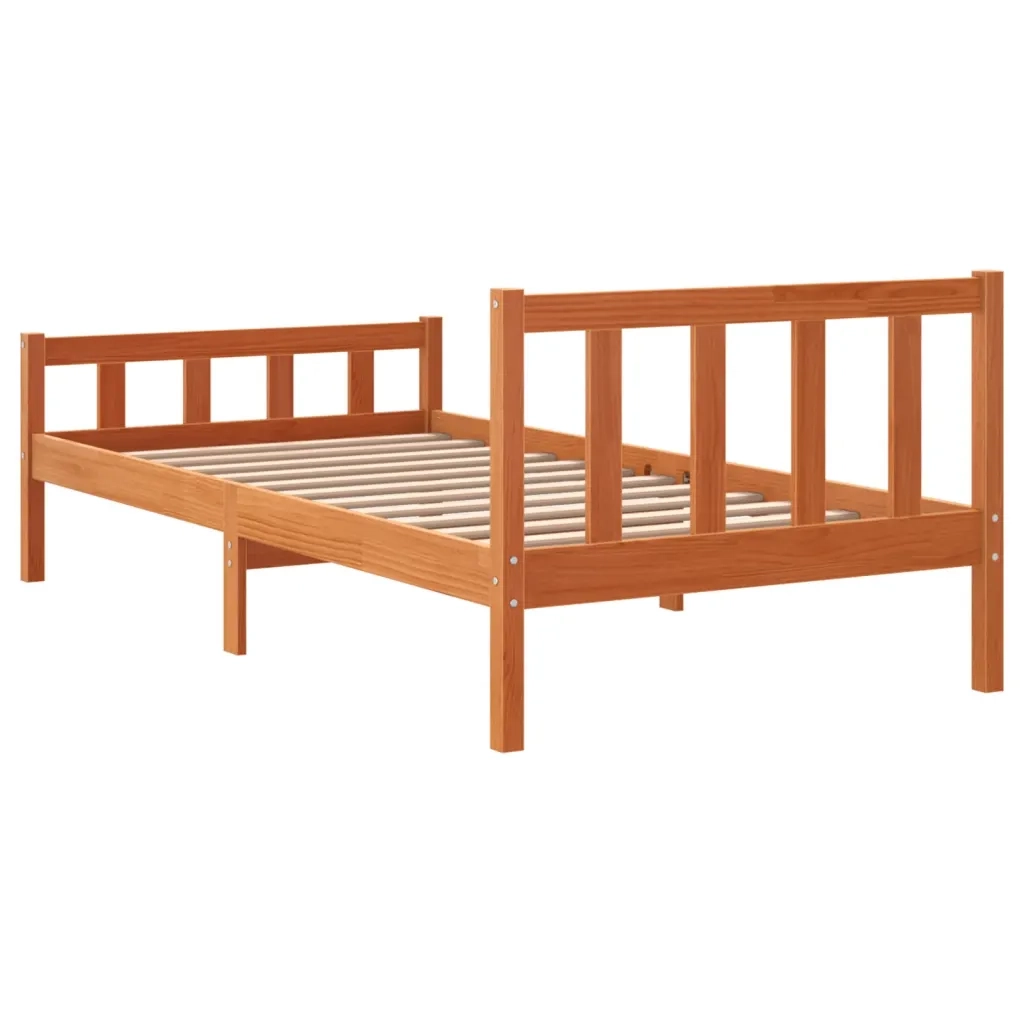 Letto senza Materasso Marrone Cera 75x190 cm in Legno di Pino