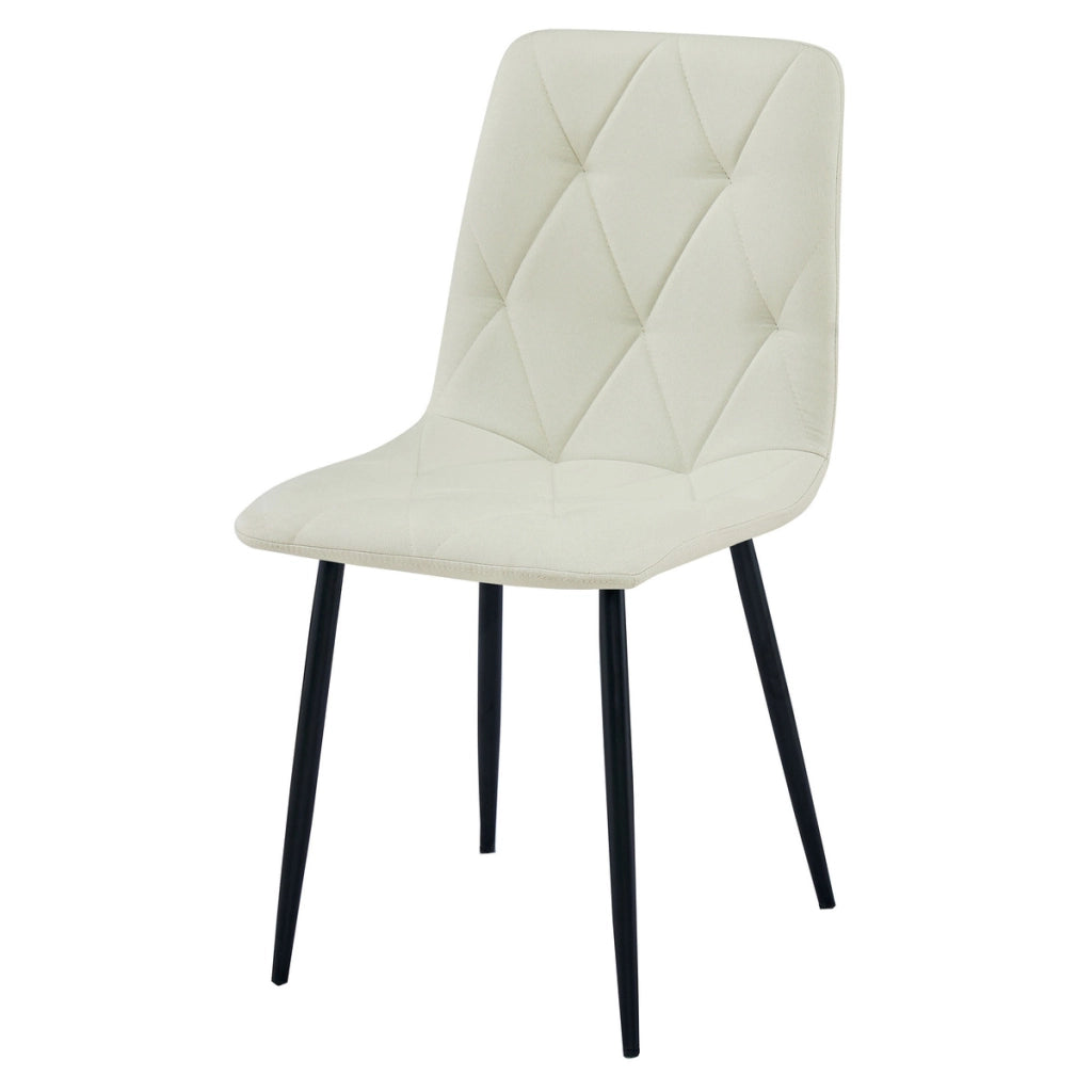 Set di 4 Sedie Libra Beige con Gambe in Metallo Nero