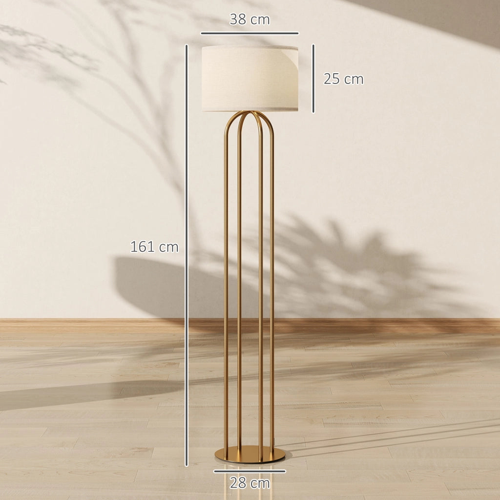 Lampada da Terra con Paralume in Lino ¨C Xylo ¨C ? 38 x 161 cm Oro e Beige