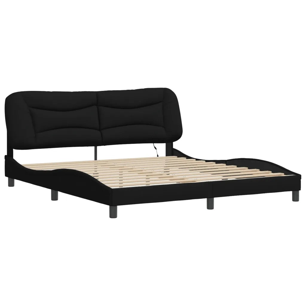 Giroletto con LED senza Materasso-Struttura Letto Hvar Nero 180x200 cm in Tessuto