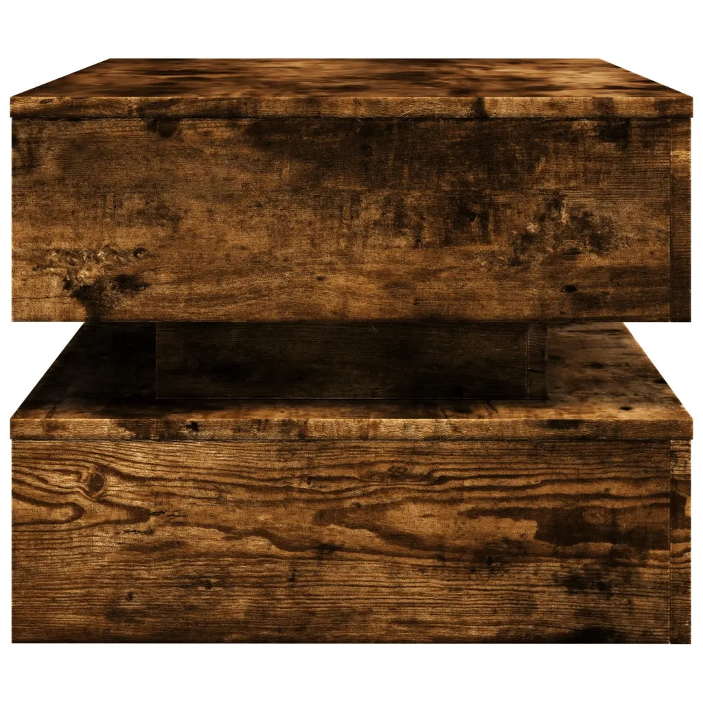 Tavolino da Soggiorno-Tavolino da Salotto con Luci LED Rovere Fumo 90x50x40 cm