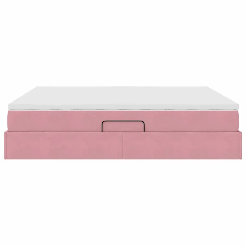 Letto con contenitore e materasso Rosa 180 x 200 cm Velluto