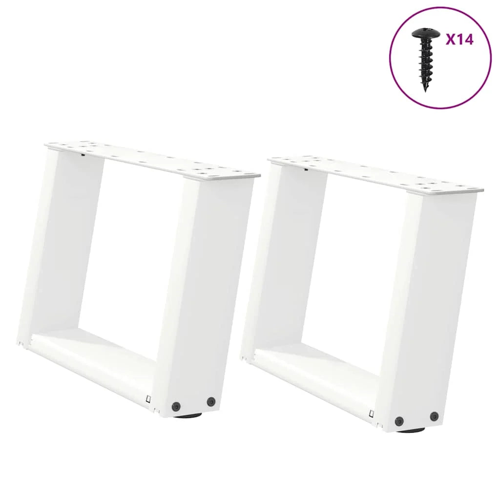 Set di 2 gambe per tavolino da caffè a forma di U 50 x 30-31 cm funzionali moderne dal design elegante in acciaio bianco 02_0057030