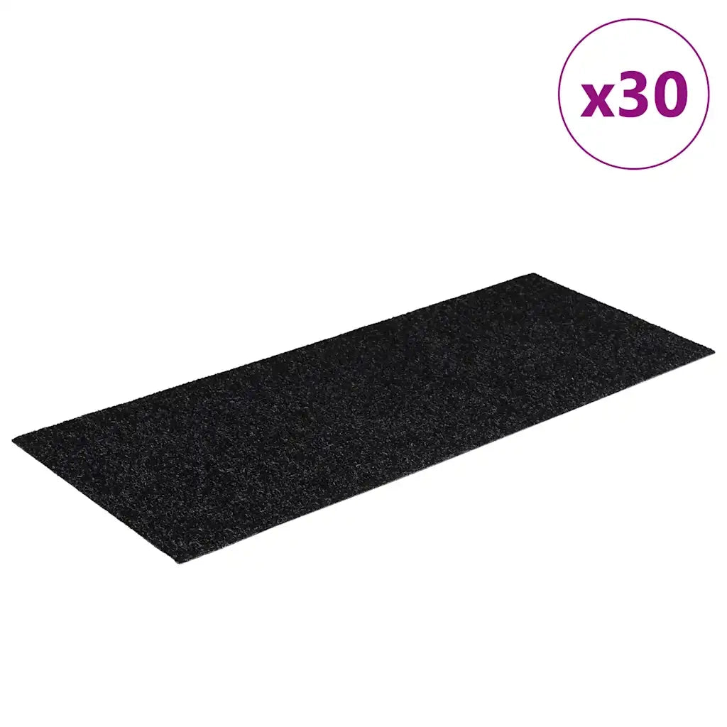 Tappetini per Scale Autoadesivi 30 pz Neri 60x25cm Rettangolare