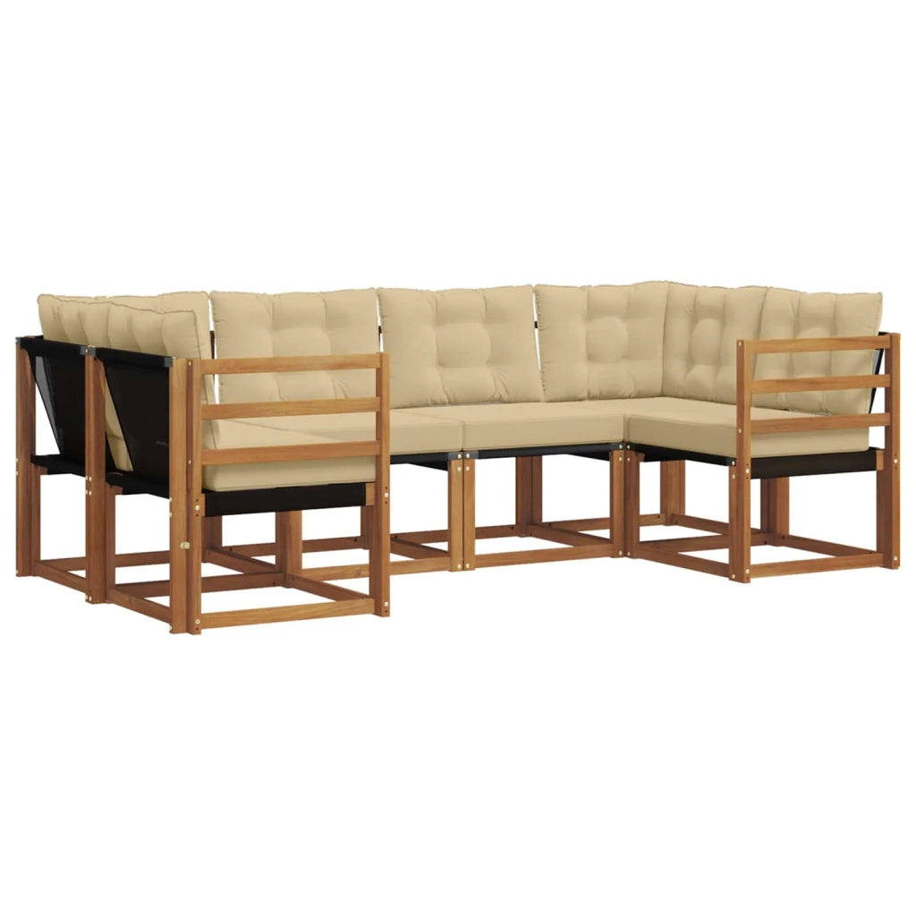 Set di divani da esterno con cuscino 6 pcs Naturale e Beige 3368992