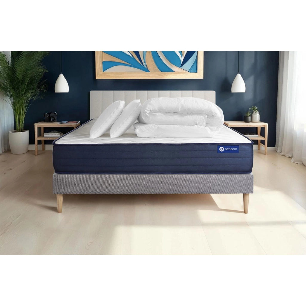 Pacchetto letto completo - Materasso 180x200cm + Box spring con doghe (kit) + 2 cuscini + Piumino - Actiflex Life