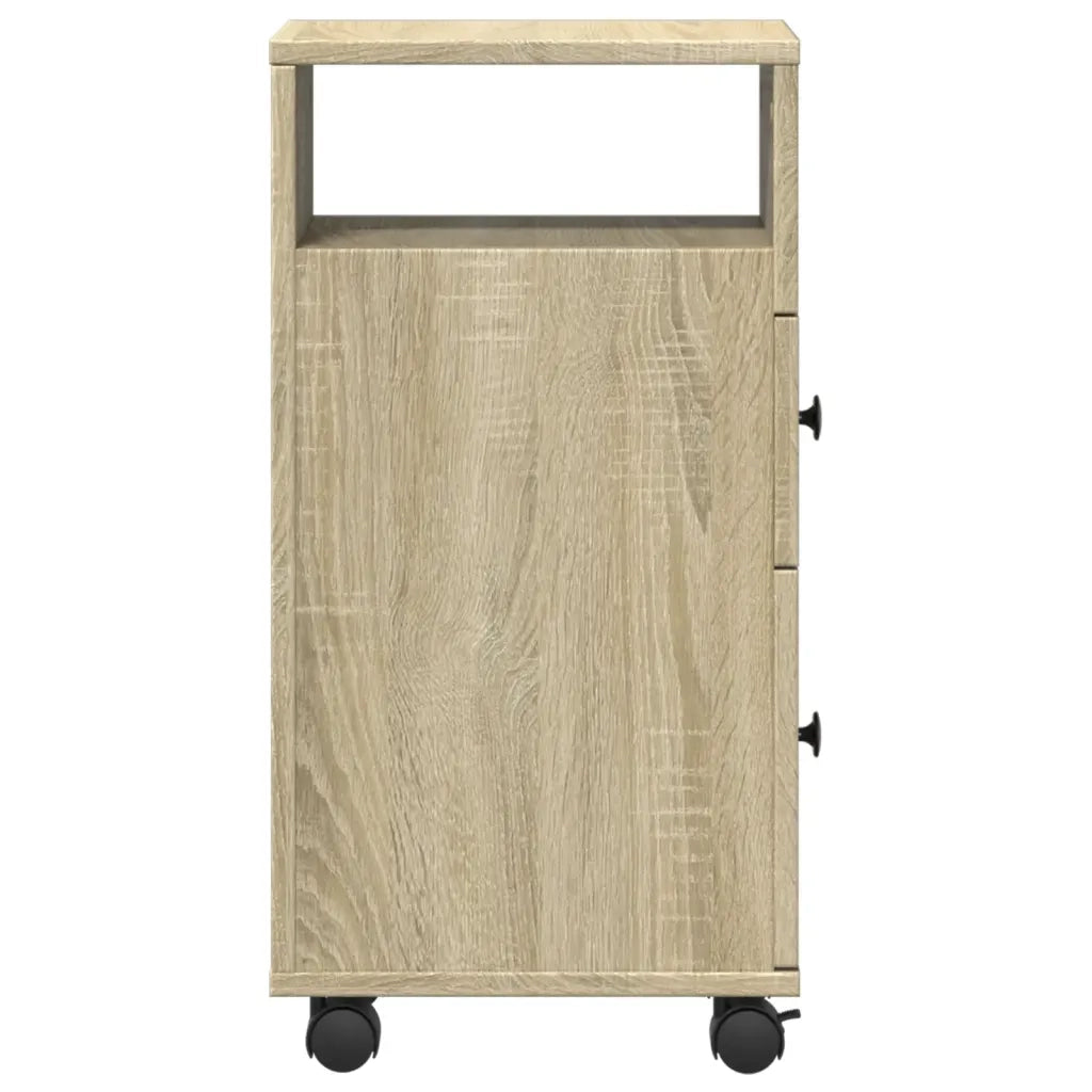 Mobile da Bagno | Armadio da bagno Stretto con Ruote Rovere Sonoma in Truciolato