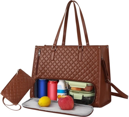 Borsa da pranzo per donne, combinazione borsa da pranzo e borsa da mano 2 in 1, borsa per laptop 15,10 pollici, borsa da lavoro per donne grande