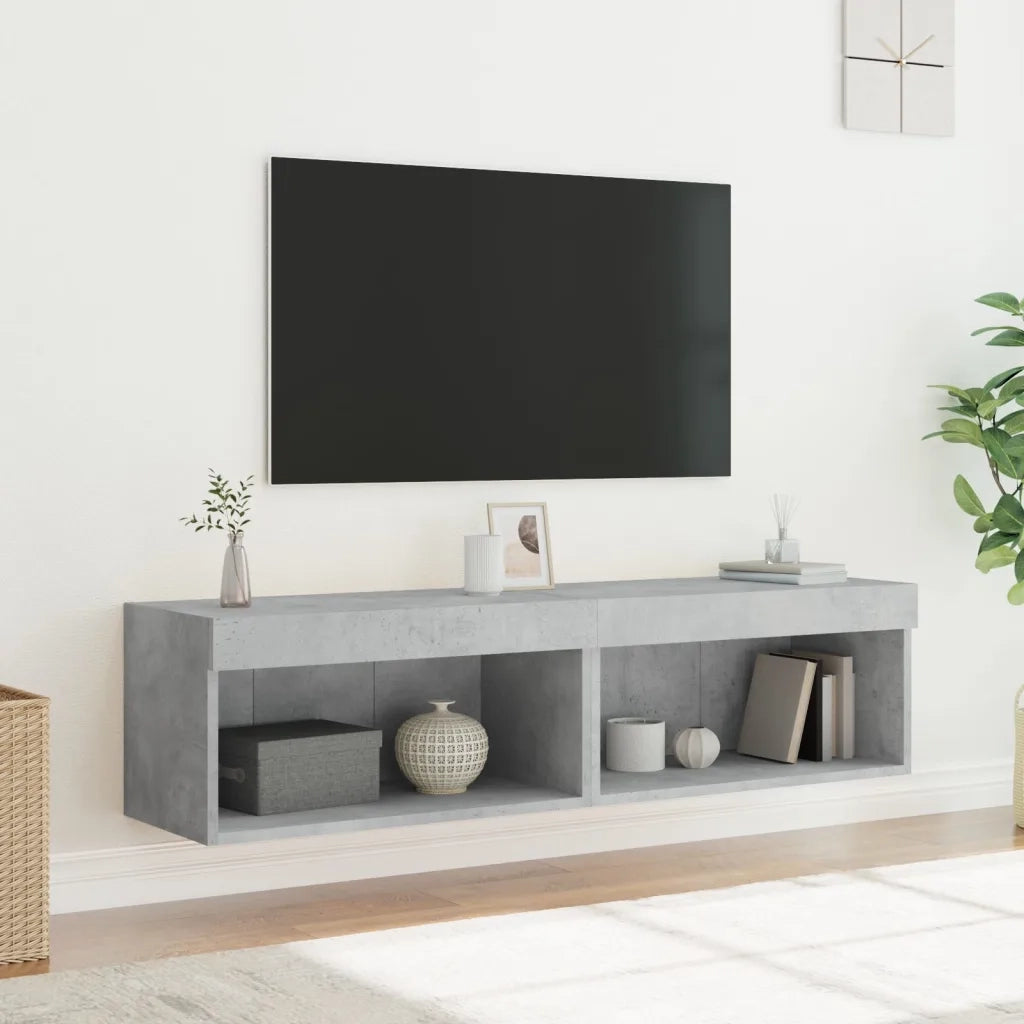 vidaXL Mobili TV con Luci LED 2pz Grigio Cemento 60x30x30 cm