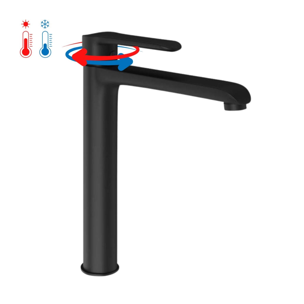 Miscelatore rubinetto modello puma per lavabo canna alta in ottone nero opaco *** confezione 1