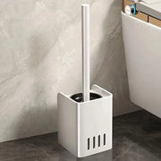 Toiletborstel quadrato in alluminio facile da installare - Multifunzionale, può essere fissato sia al muro che a pavimento, senza bisogno di forare, strumento di pulizia essenziale per la casa (bianco)
