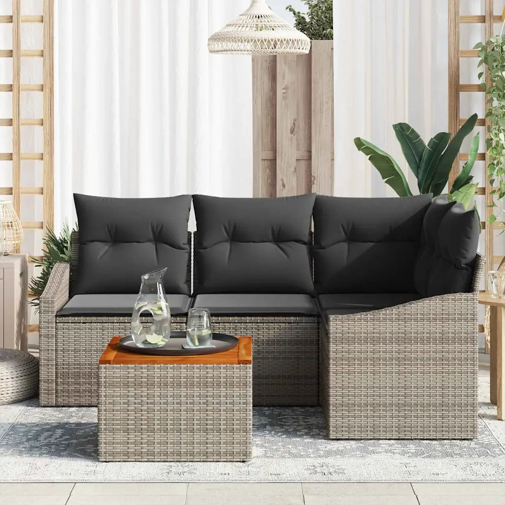 Set Divano da Giardino 5 pcs Grigio polyrattan 3356494