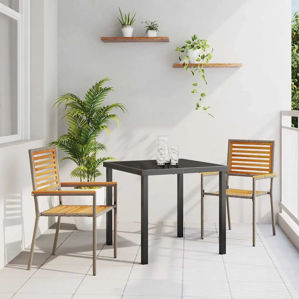 Sedie impilabili da giardino 2 pcs Marrone e Grigio 42006823