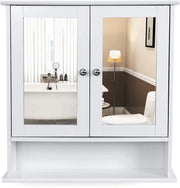 Mobiletto porta medicinali da parete per bagno con 2 specchi MDF bianco 12_0000183