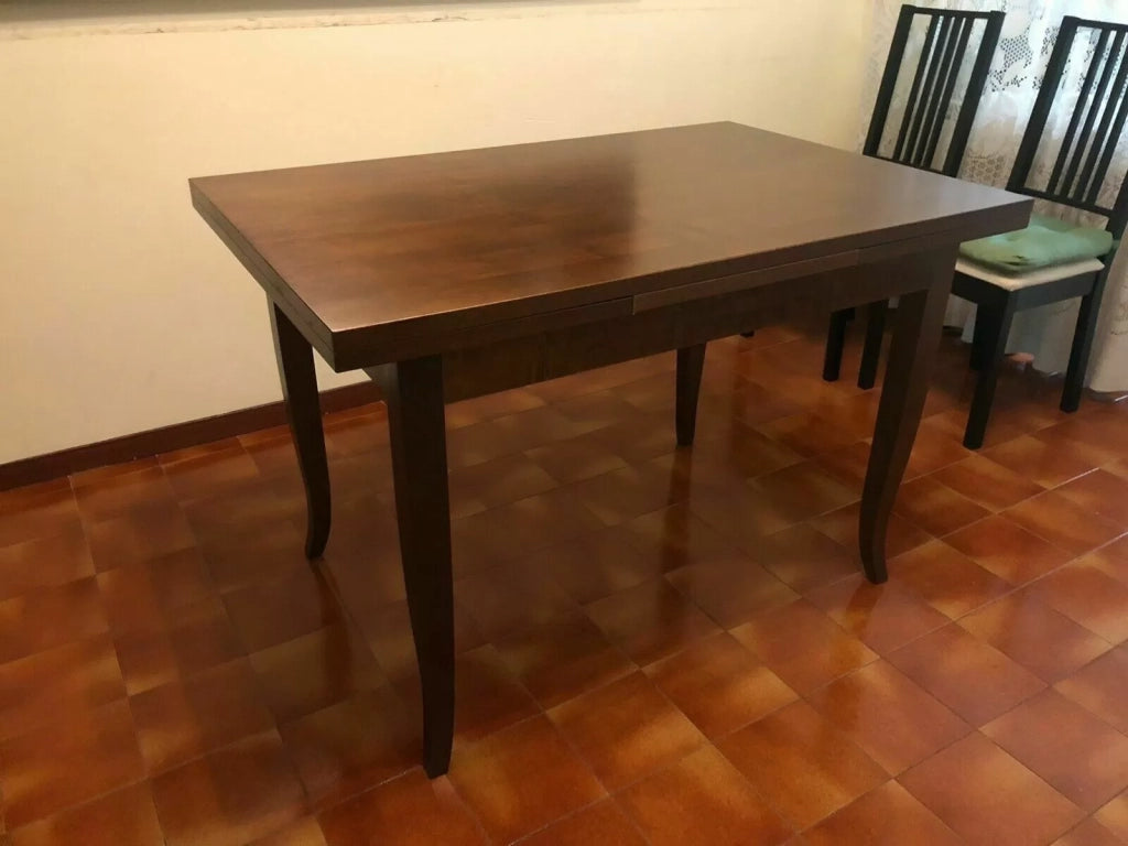 Tavolo rettangolare allungabile legno classico noce arte povera 130 x 85 (13 sciabola) - Mobili 2G
