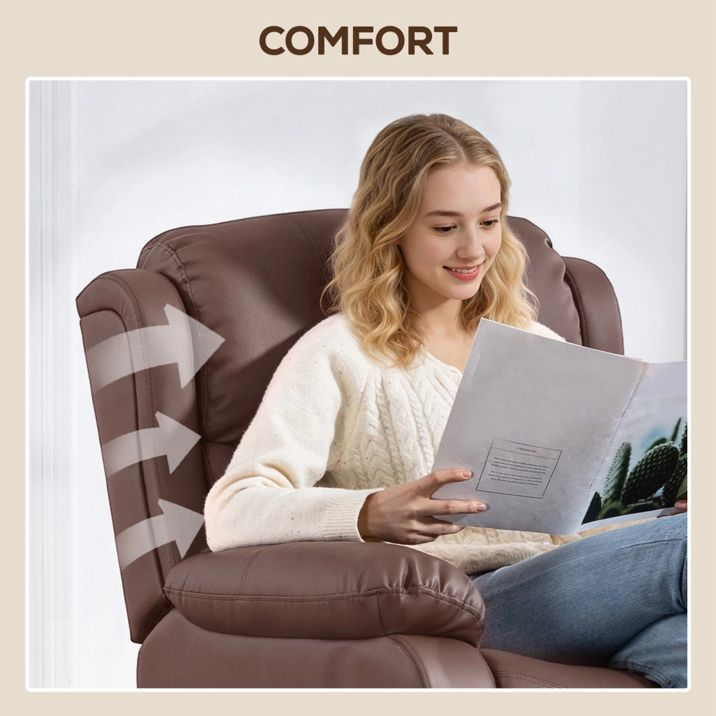 Poltrona Relax Reclinabile Massaggiante con Poggiapiedi ¨C zephmum ¨C Marrone 87x97x100