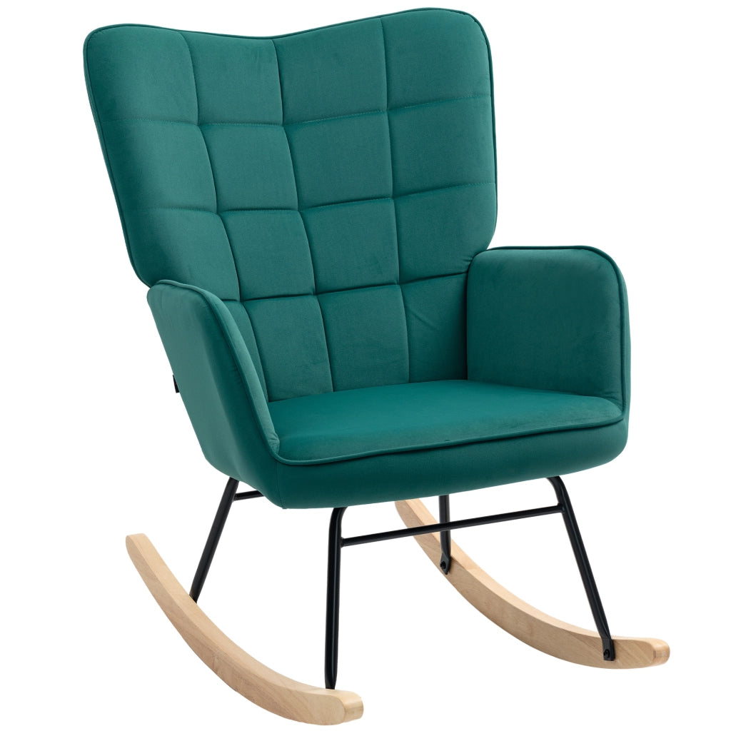 Poltrona a dondolo ¨C Xylo ¨C velluto verde struttura in acciaio 71x98x101 cm