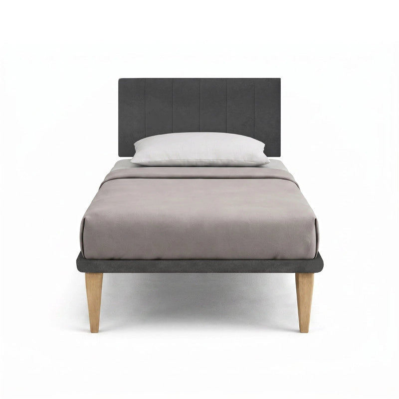Letto imbottito Singolo 80x200 cm Vertical - Con rete,Microfibra,Grigio
