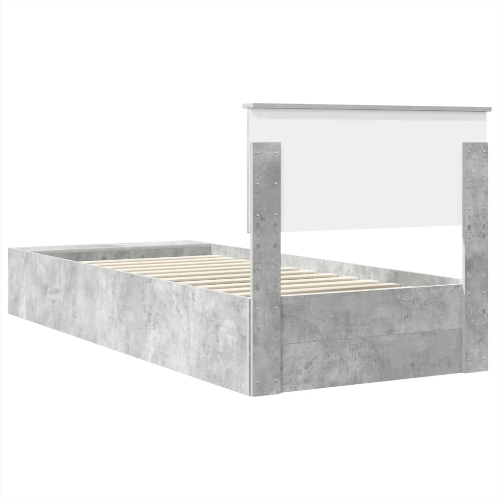 Struttura del letto con lo scaffale Grigio cemento 70 x 190 cm