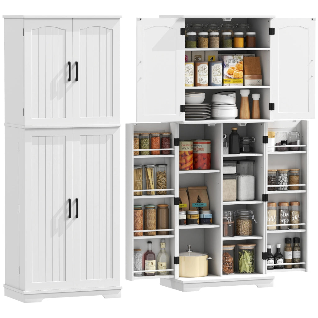 Armadio da cucina ¨C zephmum ¨C 4 porte, 10 ripiani, bianco, 60x35x162cm