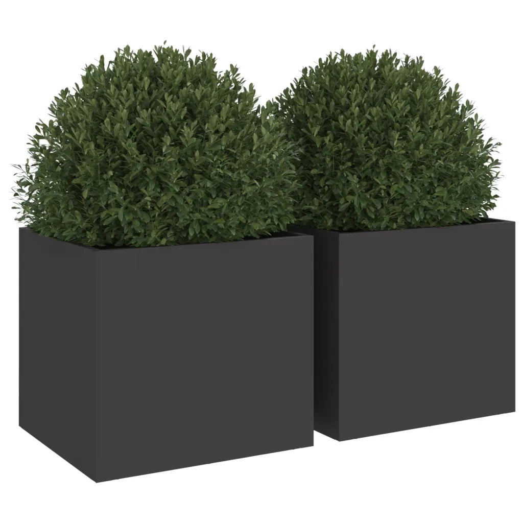 Fioriere 2 pz Nere 32x30x29 cm in Acciaio