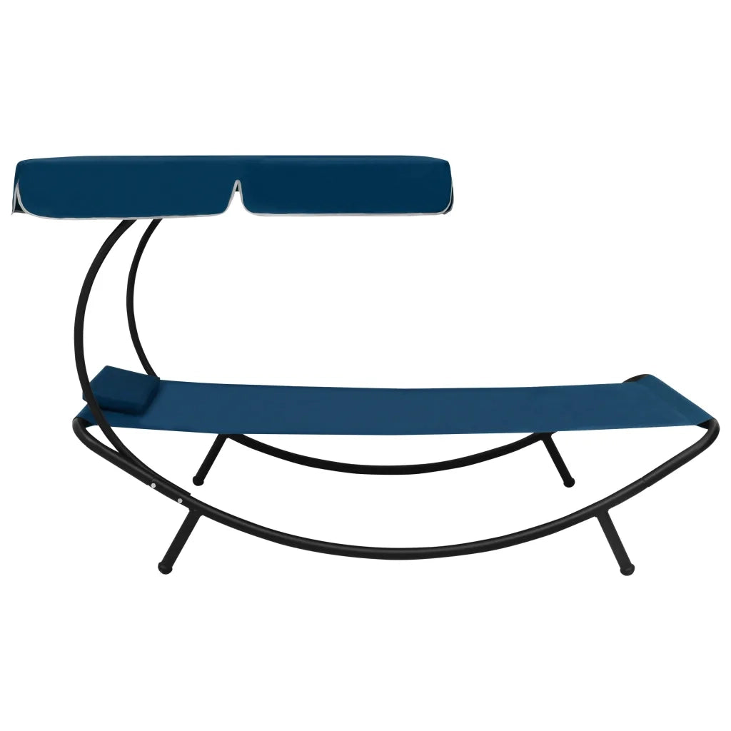 Lettino Prendisole | Sdraio da giardino | Lettino da sole con Baldacchino e Cuscino Blu