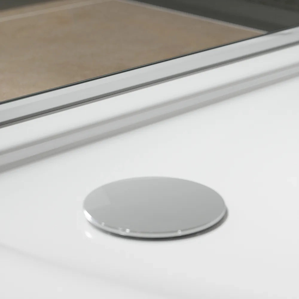 Piatto doccia semicircolare 80x80 cm bianco lucido bordato in acrilico rinforzato | Asteios