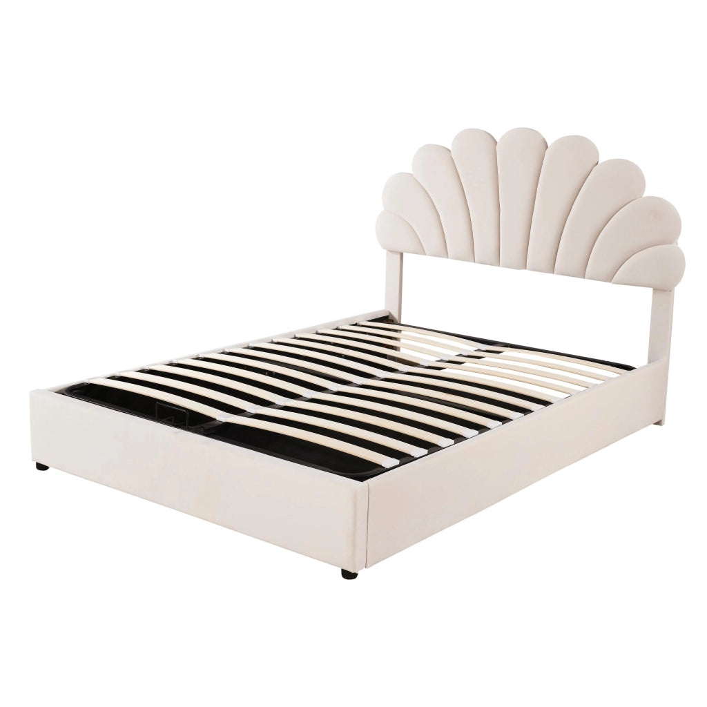 letto imbottito velluto beige 140 x 200 cm