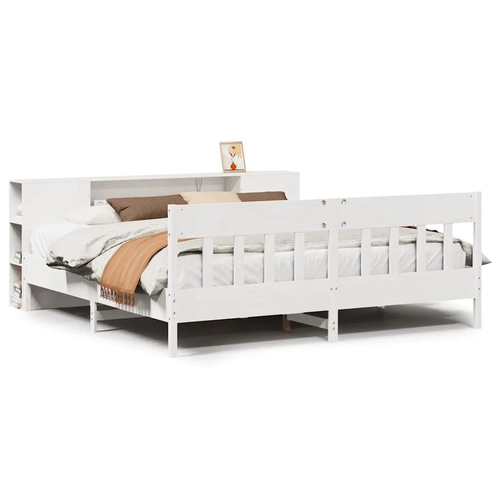 Letto Libreria senza Materasso Bianco 200x200 cm Legno di Pino 3323171